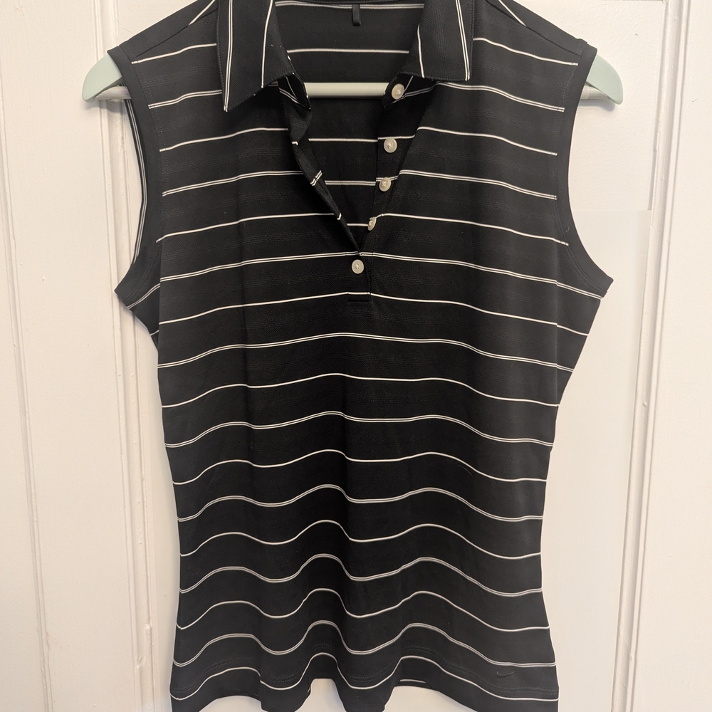Nike Black and White Striped Sleeveless Top